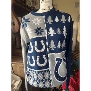 Indianapolis Colts Sweater Mens XL Blue Gray NFL Football Ugly Christmas Holiday